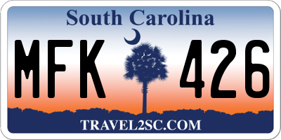 SC license plate MFK426