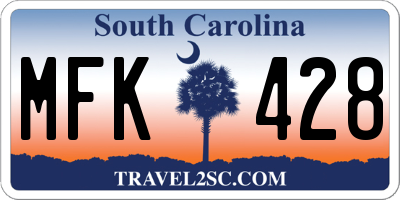 SC license plate MFK428