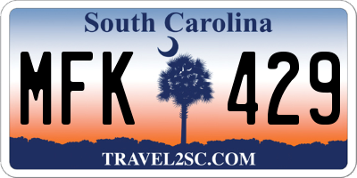 SC license plate MFK429