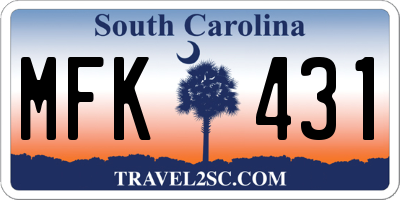 SC license plate MFK431