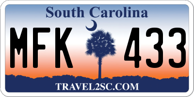 SC license plate MFK433