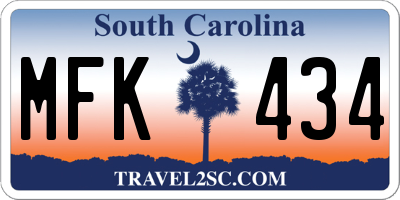 SC license plate MFK434