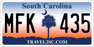 SC license plate MFK435