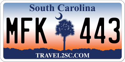 SC license plate MFK443