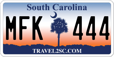 SC license plate MFK444