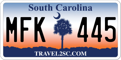SC license plate MFK445