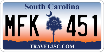 SC license plate MFK451