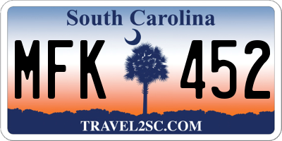 SC license plate MFK452