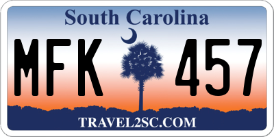 SC license plate MFK457