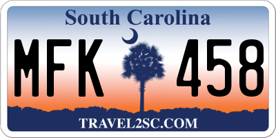 SC license plate MFK458