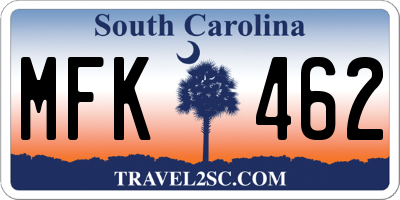 SC license plate MFK462