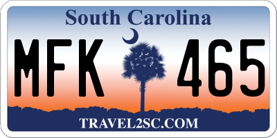 SC license plate MFK465