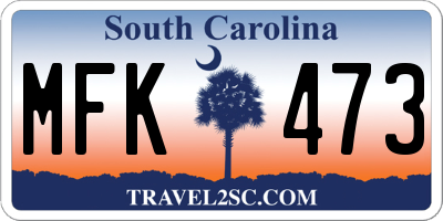 SC license plate MFK473