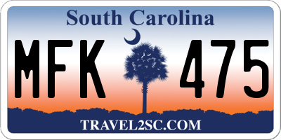 SC license plate MFK475