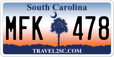 SC license plate MFK478