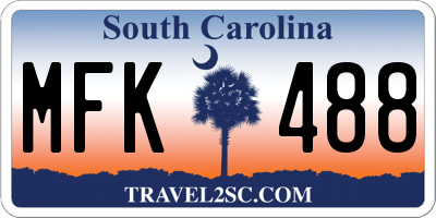 SC license plate MFK488