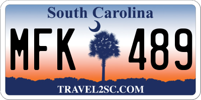 SC license plate MFK489