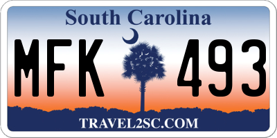 SC license plate MFK493