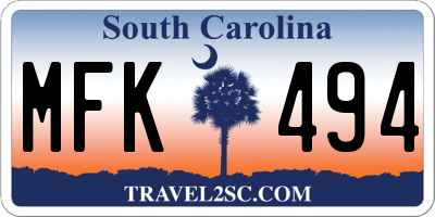 SC license plate MFK494
