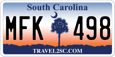 SC license plate MFK498