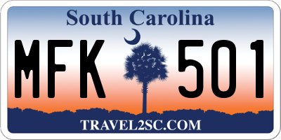 SC license plate MFK501