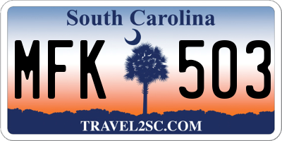 SC license plate MFK503