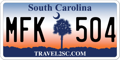SC license plate MFK504