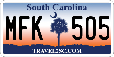 SC license plate MFK505