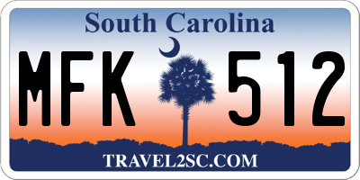 SC license plate MFK512