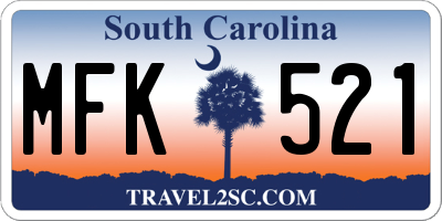 SC license plate MFK521