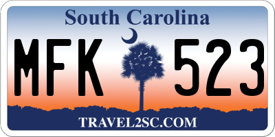 SC license plate MFK523