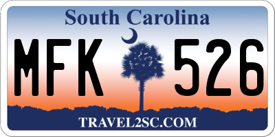 SC license plate MFK526