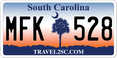 SC license plate MFK528