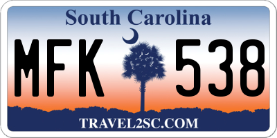 SC license plate MFK538