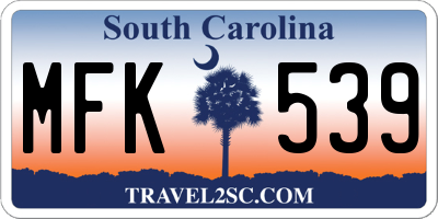 SC license plate MFK539