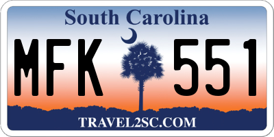SC license plate MFK551