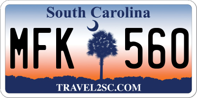 SC license plate MFK560