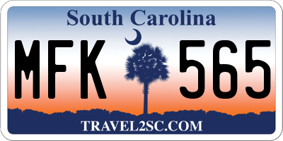 SC license plate MFK565
