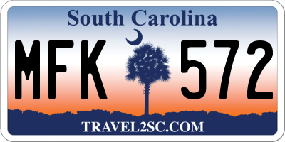 SC license plate MFK572