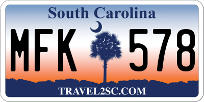 SC license plate MFK578