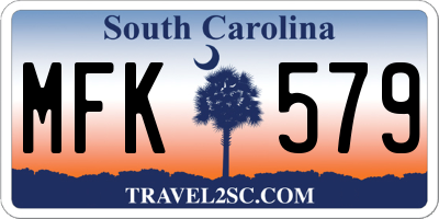 SC license plate MFK579