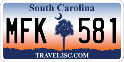 SC license plate MFK581