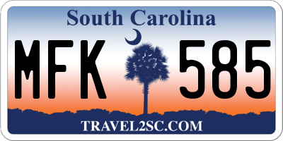 SC license plate MFK585