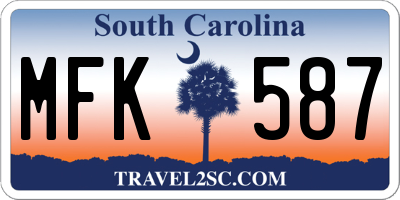 SC license plate MFK587