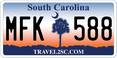SC license plate MFK588