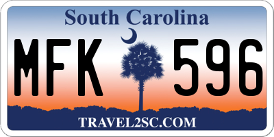 SC license plate MFK596