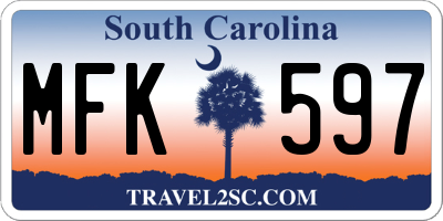 SC license plate MFK597