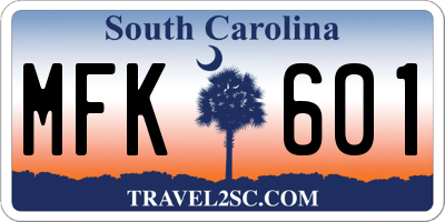 SC license plate MFK601