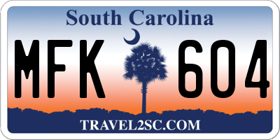 SC license plate MFK604