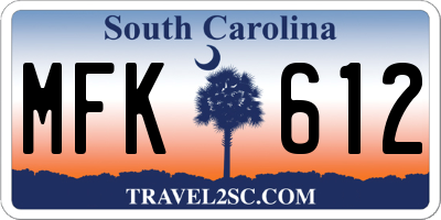 SC license plate MFK612